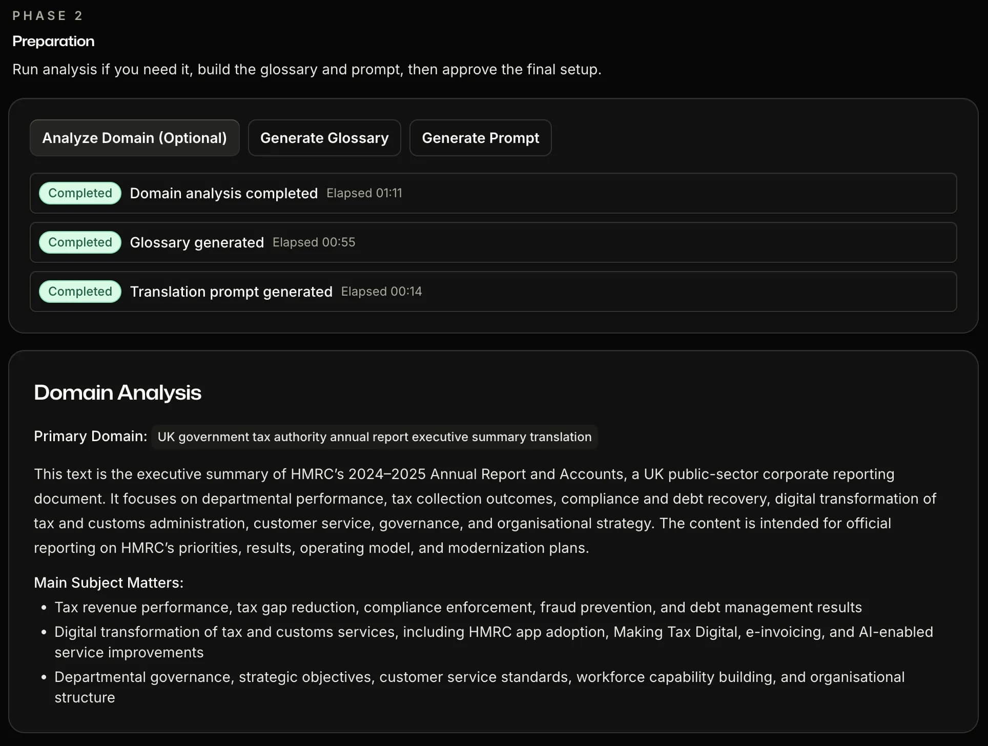 SnapIntel — domain analysis and glossary generation